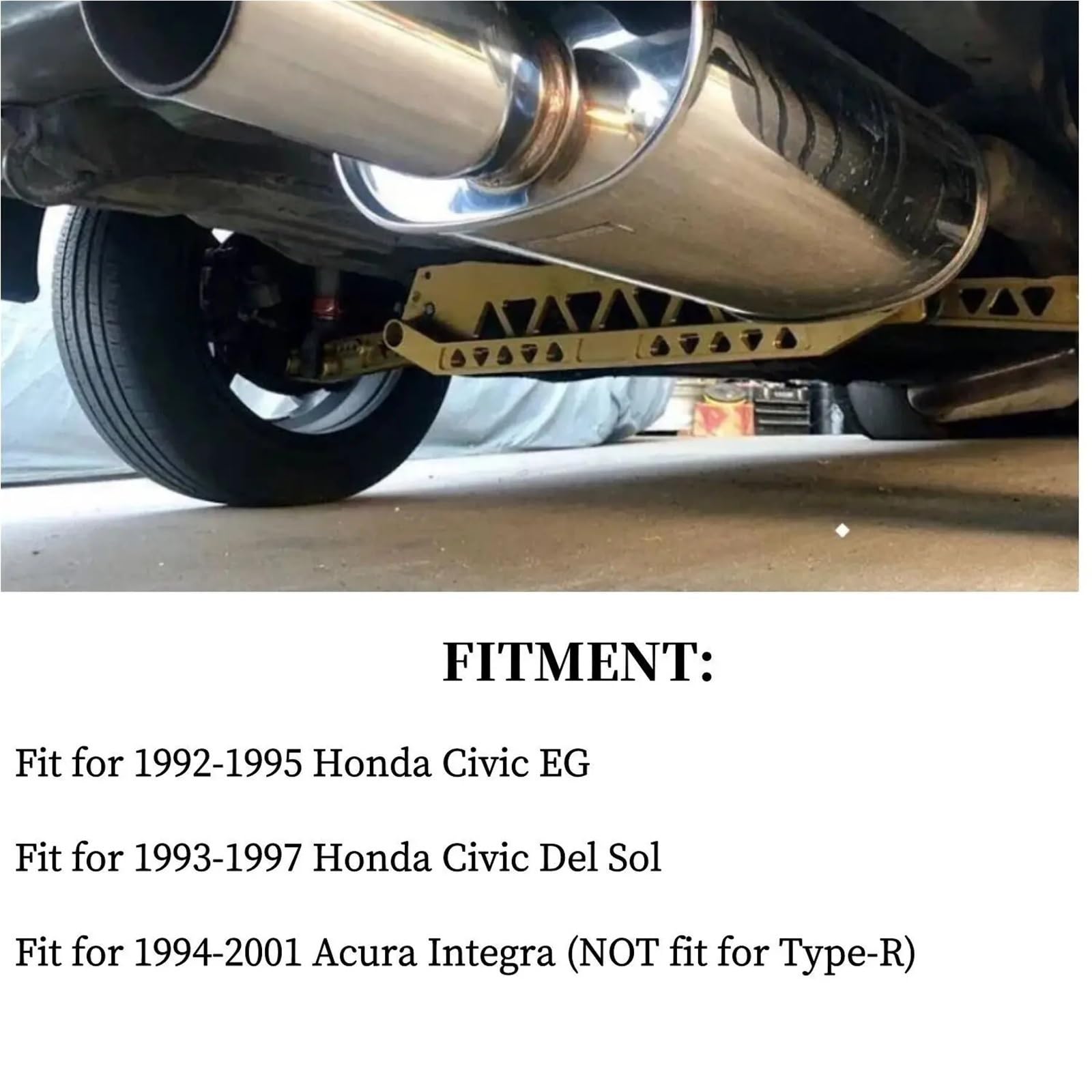 Wahacz samochodowy Wahacz sterujący Aluminiowa tylna rama pomocnicza Billet + drążek stabilizujący + dolny wahacz tylny pasujący do Honda Civic EG 92-95(Gold)