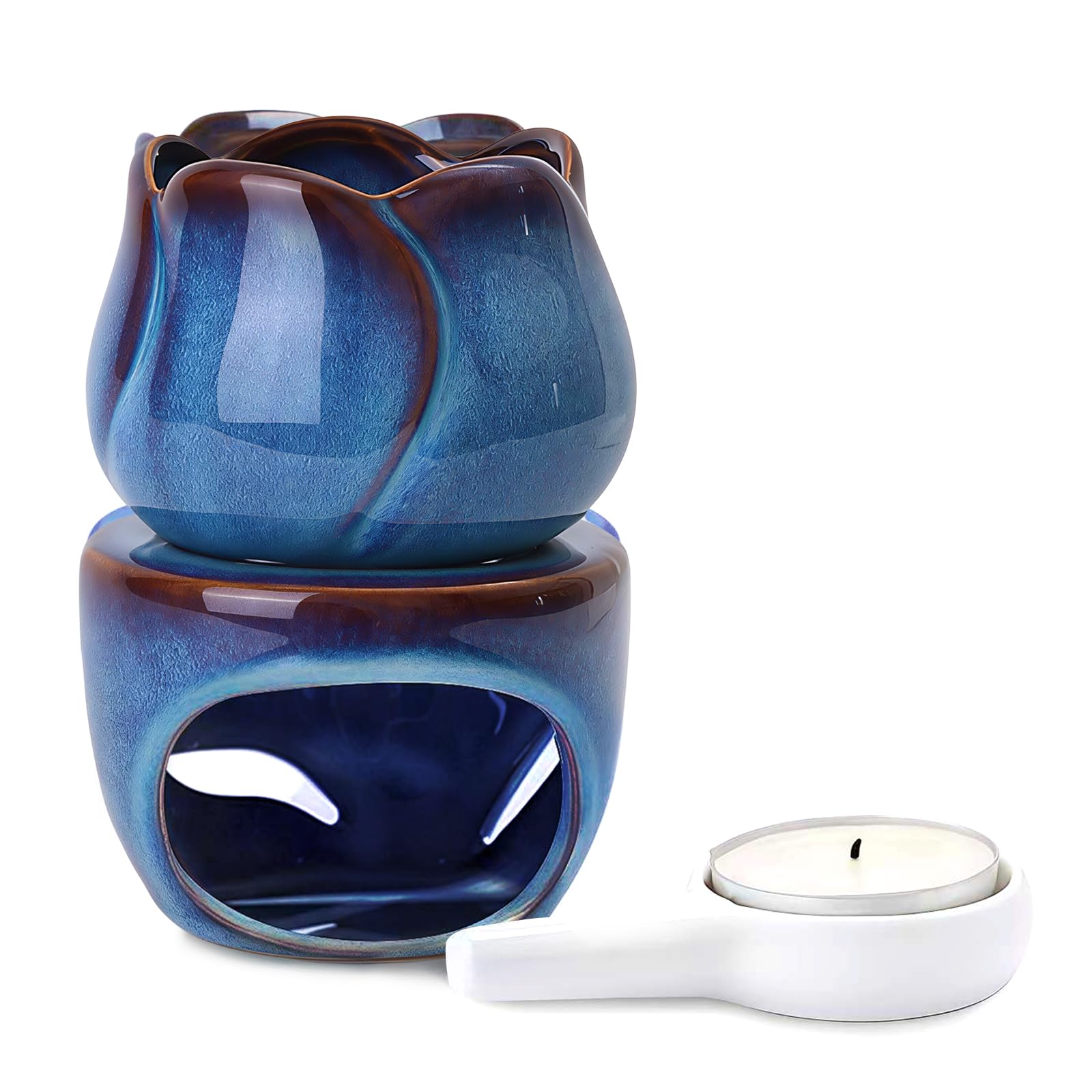 Ceramic Wax Melt Burner with Tealight Spoon, Decorative Oil Burner for