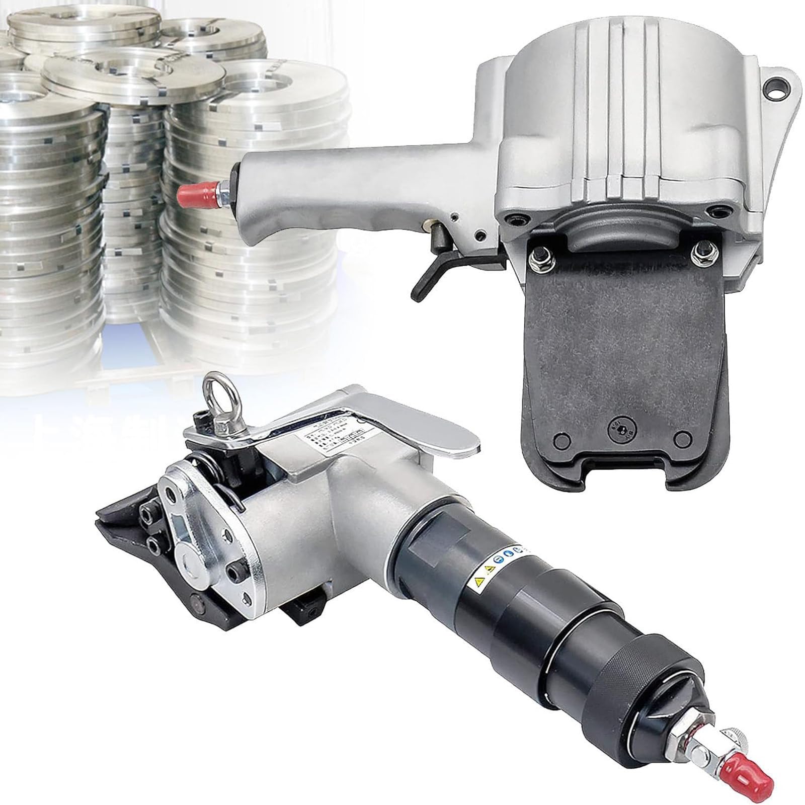 SENJINGHUA Pneumatic Steel Strapping Machine, Metal Banding Machine Heavy Duty Tensioner And Cutter Sealer For 19/25/32mm Width Steel Straps, Packaging Banding Machine High Tensile Packaging 32mm