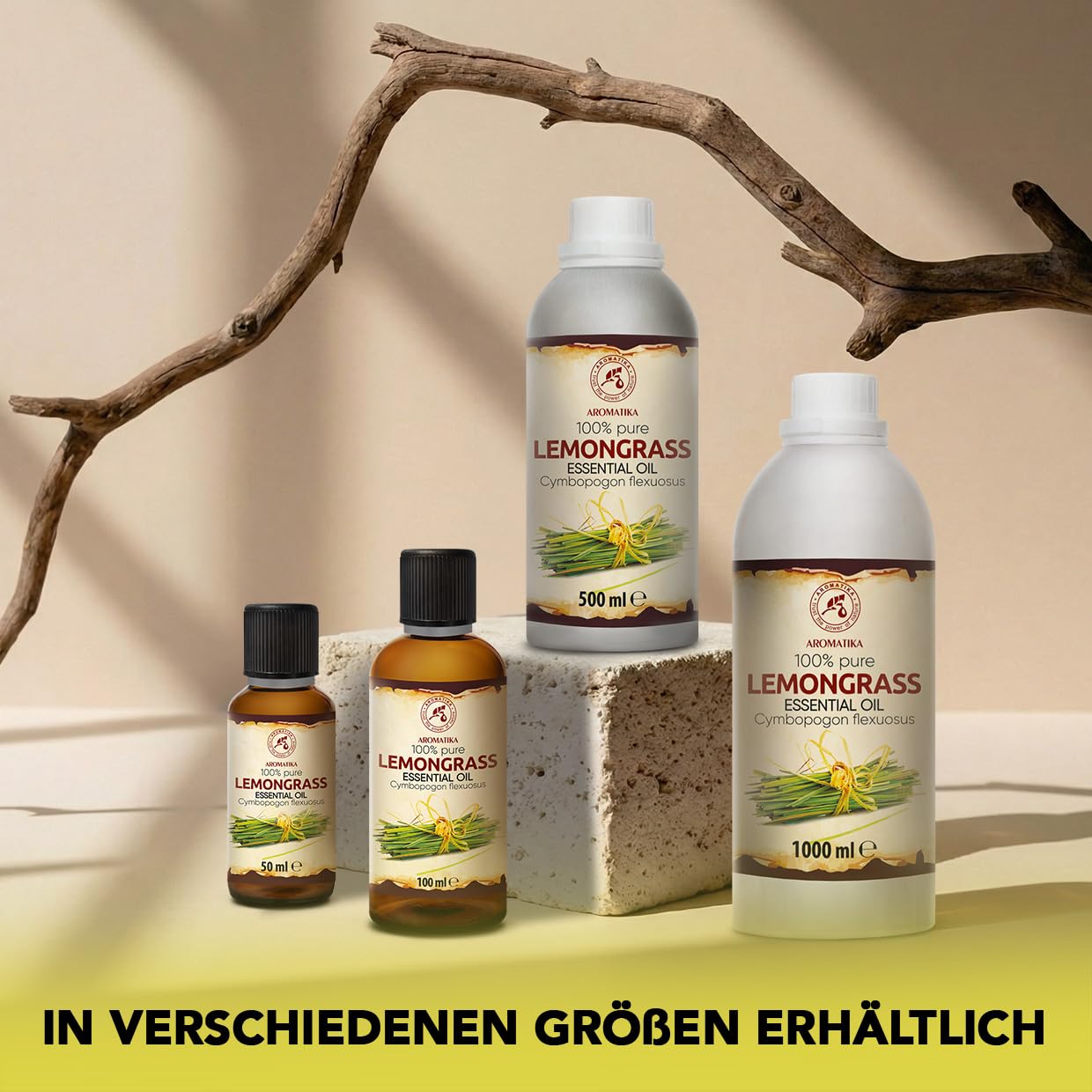 Ätherisches Zitronengrasöl 1000 ml - Cymbopogon Flexuosus - Reines Ätherisches Zitronengras Öl - für Diffusers und Duftlampen - Frischer Duft - für Aromakerze - Seife - Lufterfrischer - Aromatherapie