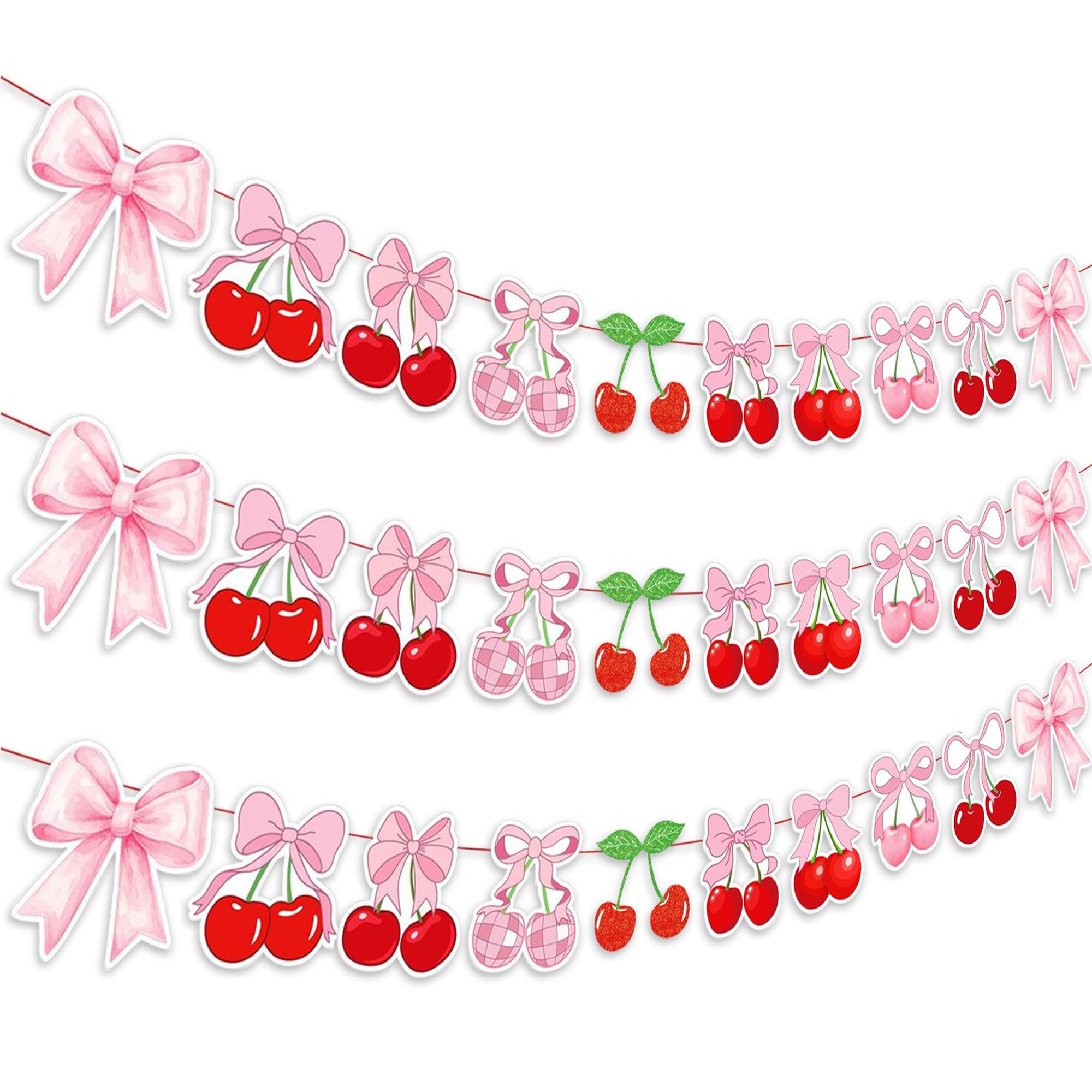 JeVenis Cherry Banner for She's The Cherry on Top Theme Birthday Decorations Bow Party Decor Cherry Party Decor Birthday Props