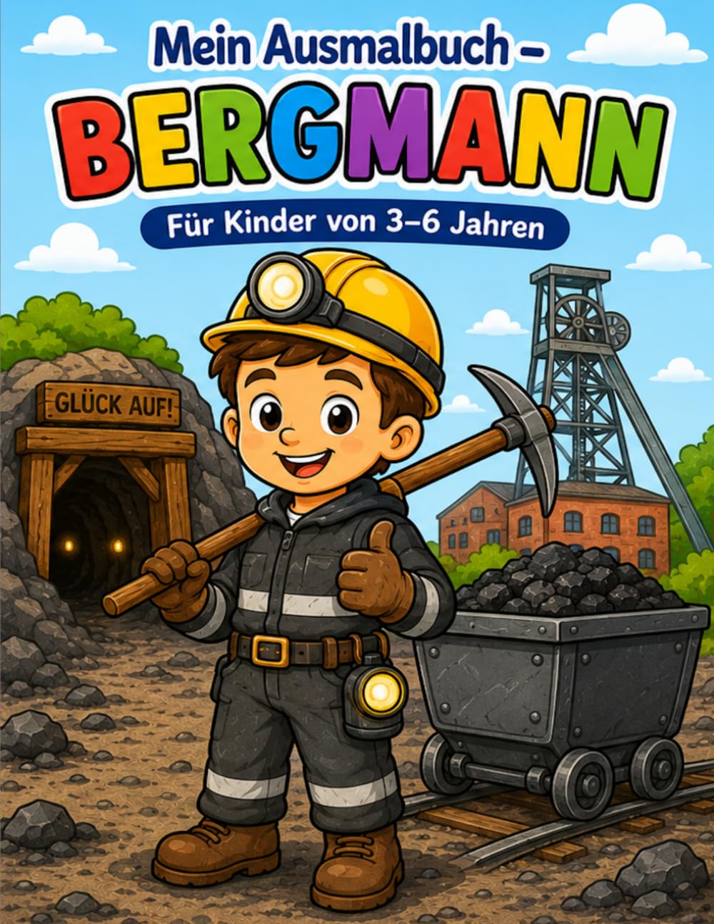 Mein Ausmalbuch - Bergmann: Für Kinder von 3-6 Jahren | Spannender Malspaß rund um Bergbau und Grubenwelt | Für Rechts- & Linkshänder geeignet (Mein Ausmalbuch - Berufe entdecken)