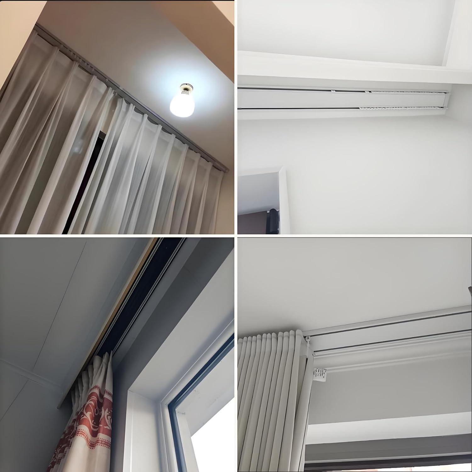 Double Curtain Track Rod 1-6M Aluminum Ceiling Mount with Hooks for Living Room, Bedroom, Hospital - Gray, 120cm/3.9ft - Durable, Easy Install, Versatile Design