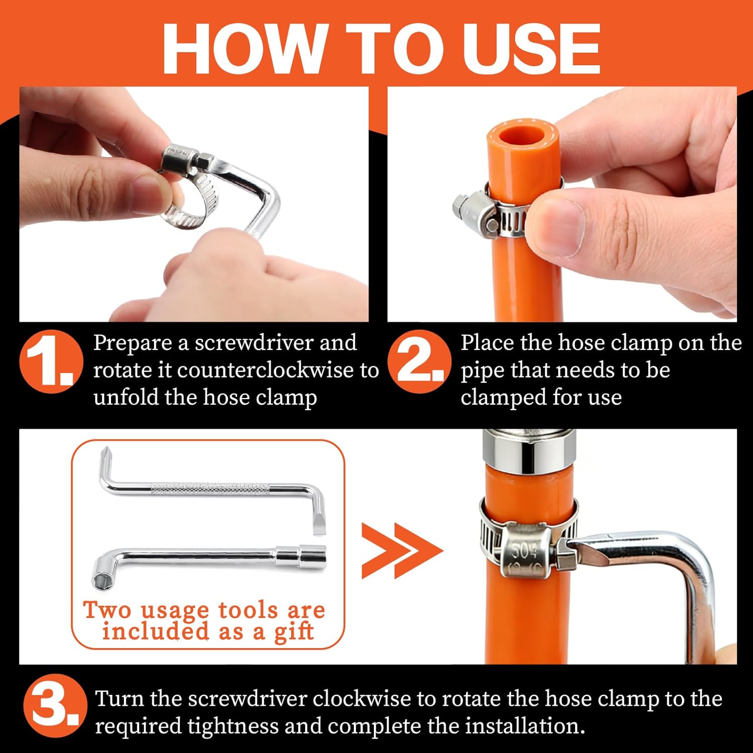 185Pcs Stainless Steel Hose Clamps Assortment Kit 1/4"to 2"(6-51mm)+10FT Metal Strap+8Pcs Fasteners Adjustable Worm Gear Hose Clamps for Automotive/Garden/Water Pipe/Sprinkler Line/Fuel Line