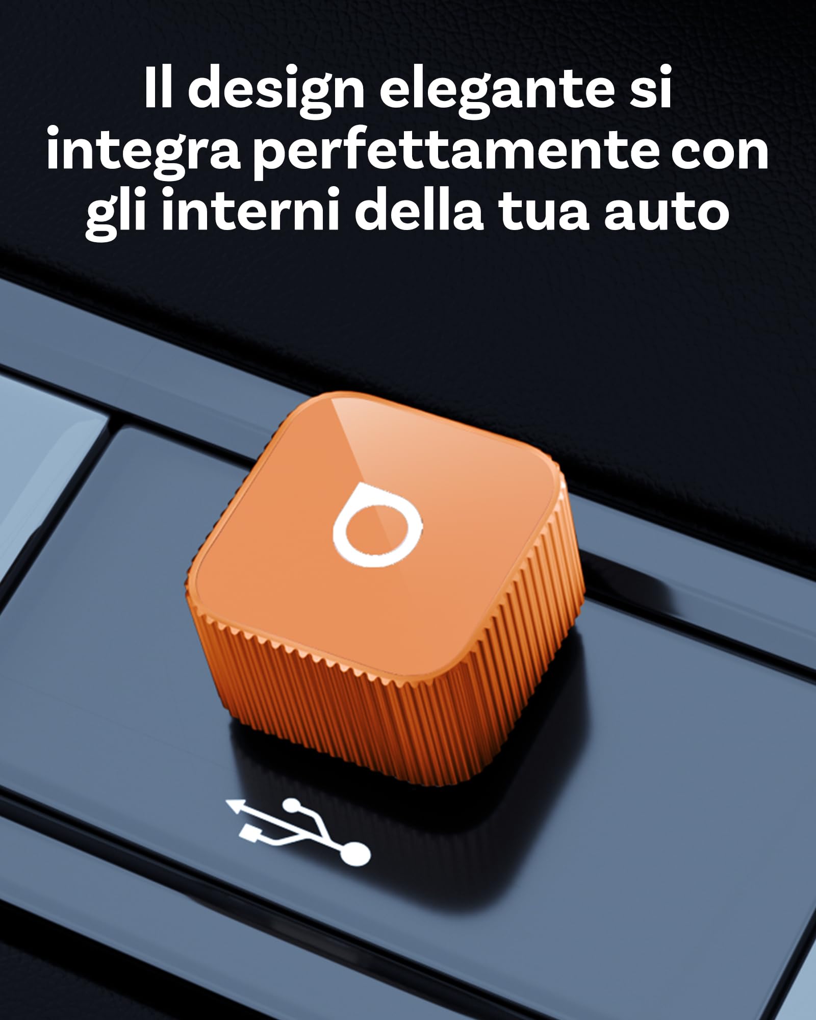 OTTOCAST Mini Slim 2026 Version, Adattatore Wireless CarPlay & Android Auto, Converti CarPlay/Android Auto da cablato a wireless, Dongle USB‑C Compatto, Cube arancione