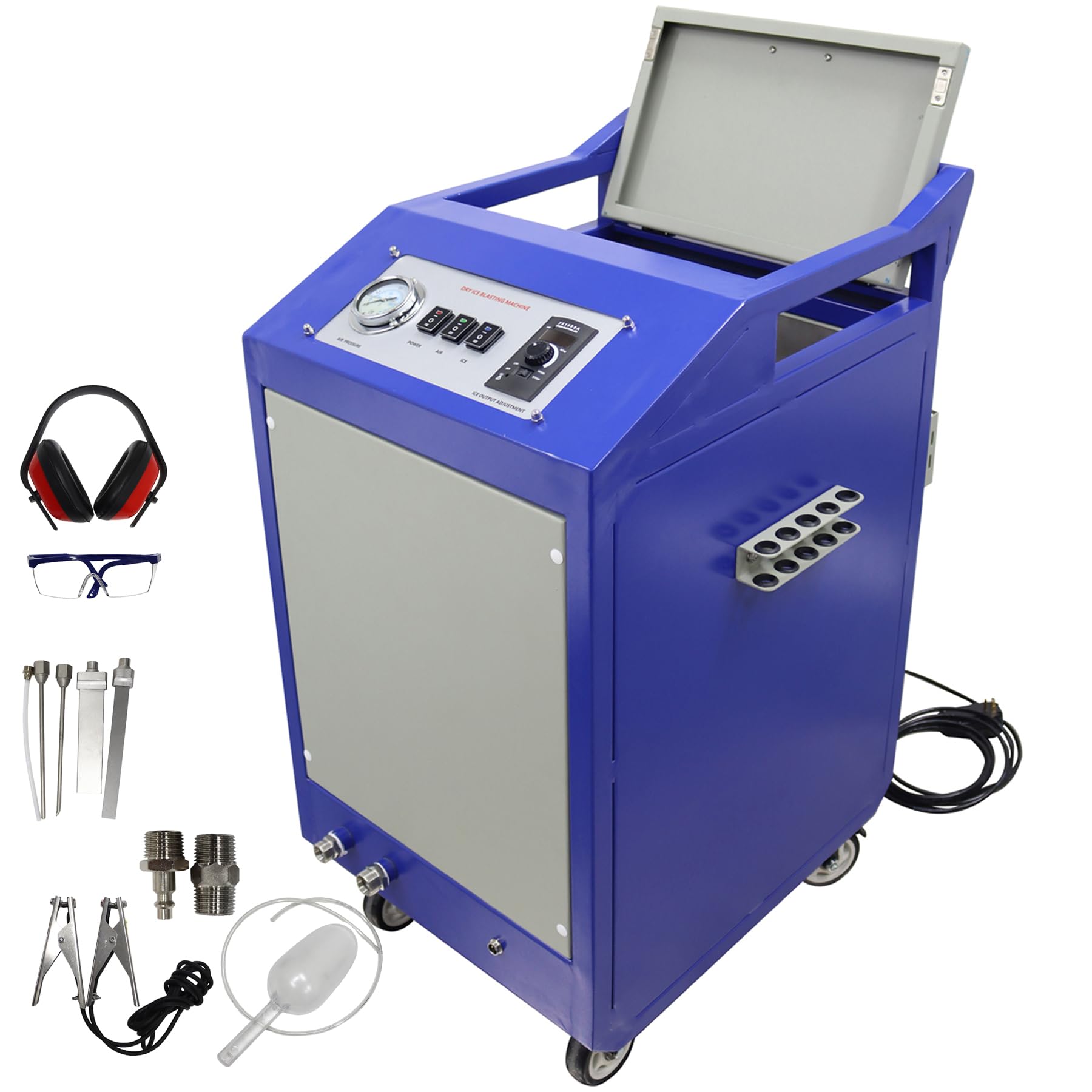 INTSUPERMAI Dry Ice Blasting Machine 120V Dry Ice Cleaning Machine 44 lbs Dry Ice Hopper Capacity Pellet Dry Ice Blaster Cleaners for Car Ship Cleaning NO Air Compressor