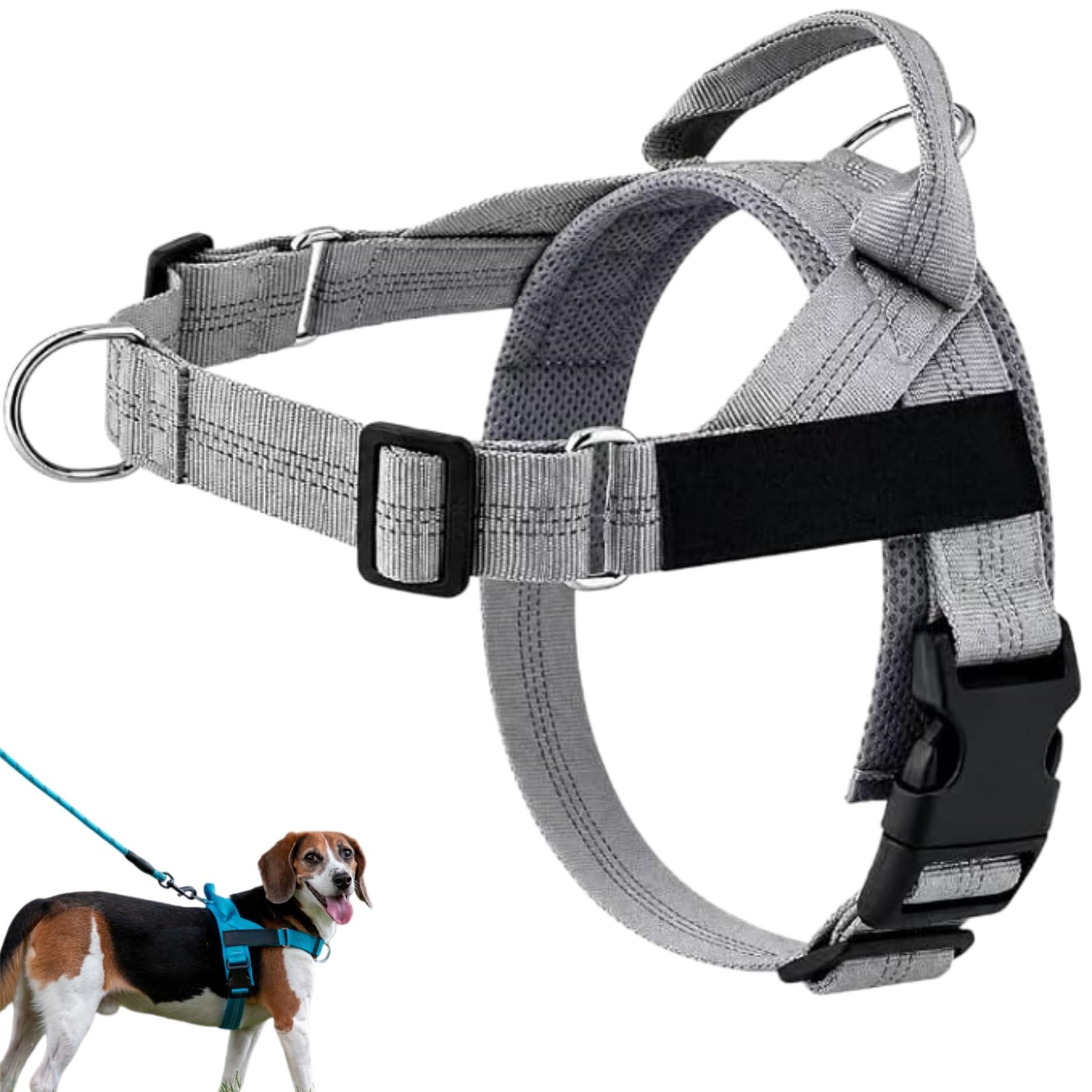 ParoPet No Pull Dog Harness, Adjustable Soft Breathable Mesh Dog Vest Harness with Sturdy Alloy Attachment Ring, Ideal for Dog Walking, Daily Strolls & Outdoor Trips (Grey,S)