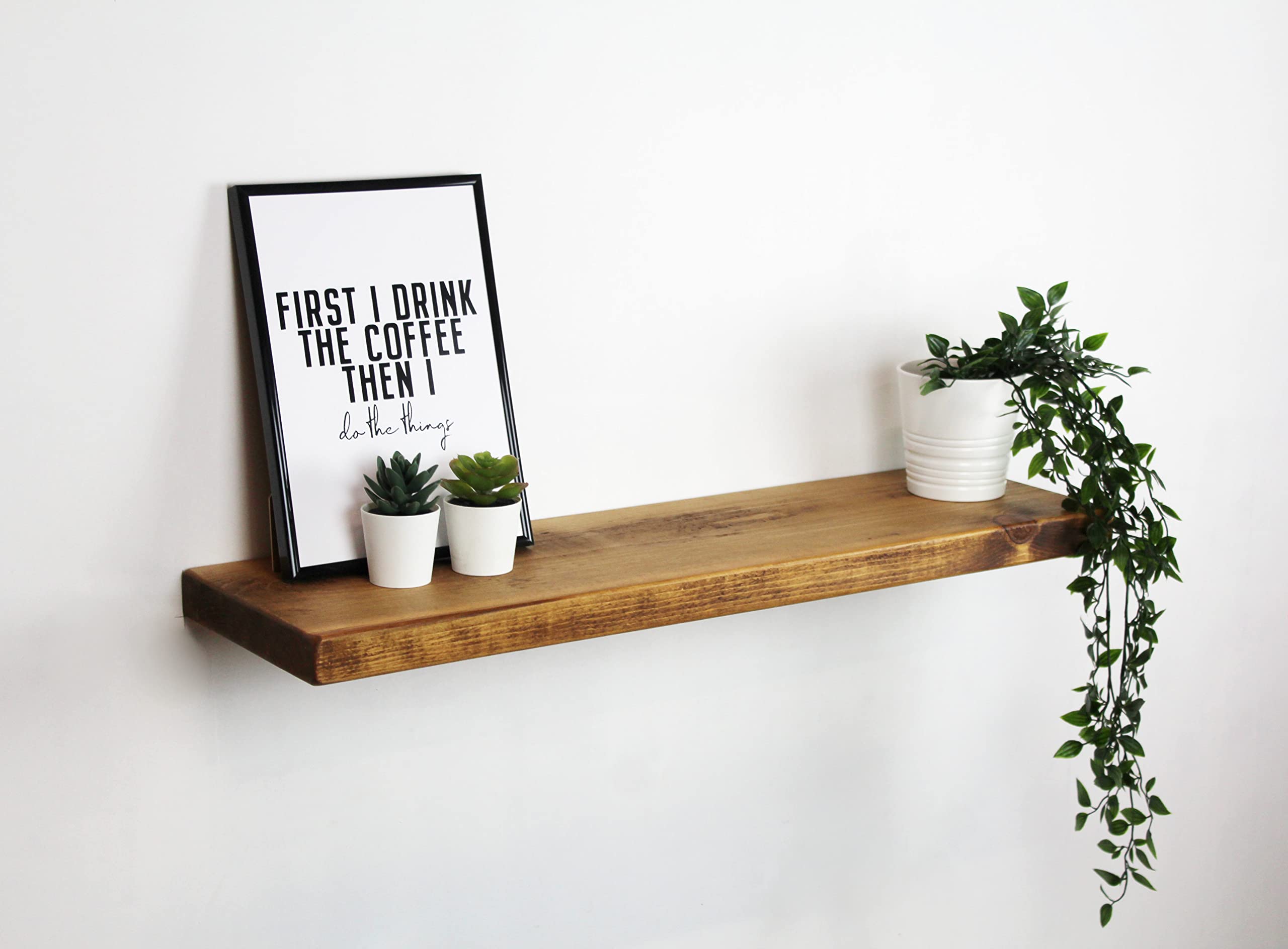 Buy Rust & Oak Wood Floating wall Shelf Rustic Bookshelf Kitchen