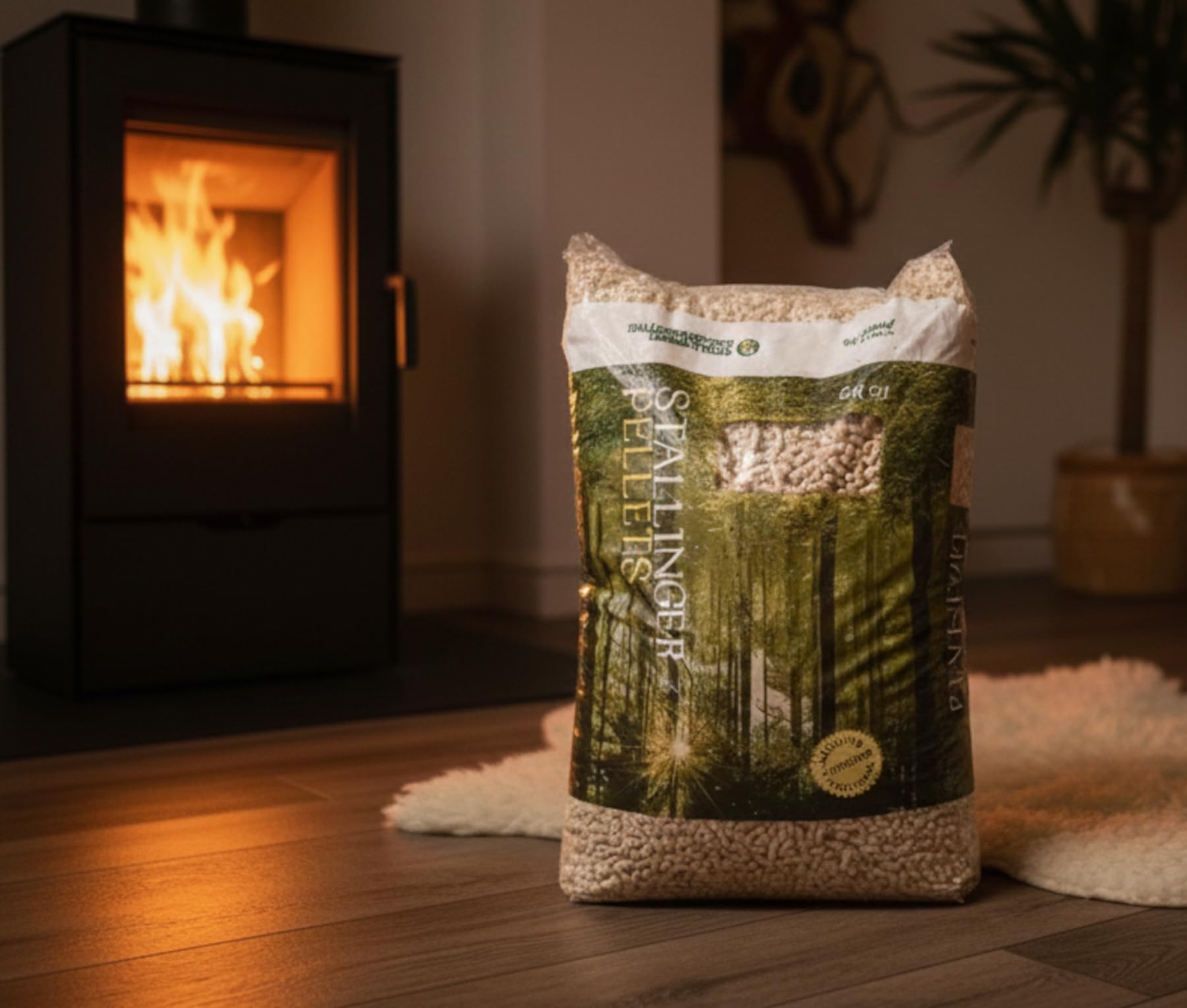 Pellet in Sacco 3x15kg - Pellet di Legno Naturale Qualità Premium Austriaca, Alto Potere Calorifico e Basso Residuo di Ceneri, Ideale per Stufe e Caldaie a Pellet (45kg)