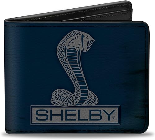 Buckle-Down Billetera plegable de PU para hombre, Shelby Tiffany Box Weathered NavyGris, Multicolor, 4.0" x 3.5", Varios colores, Buckle-down