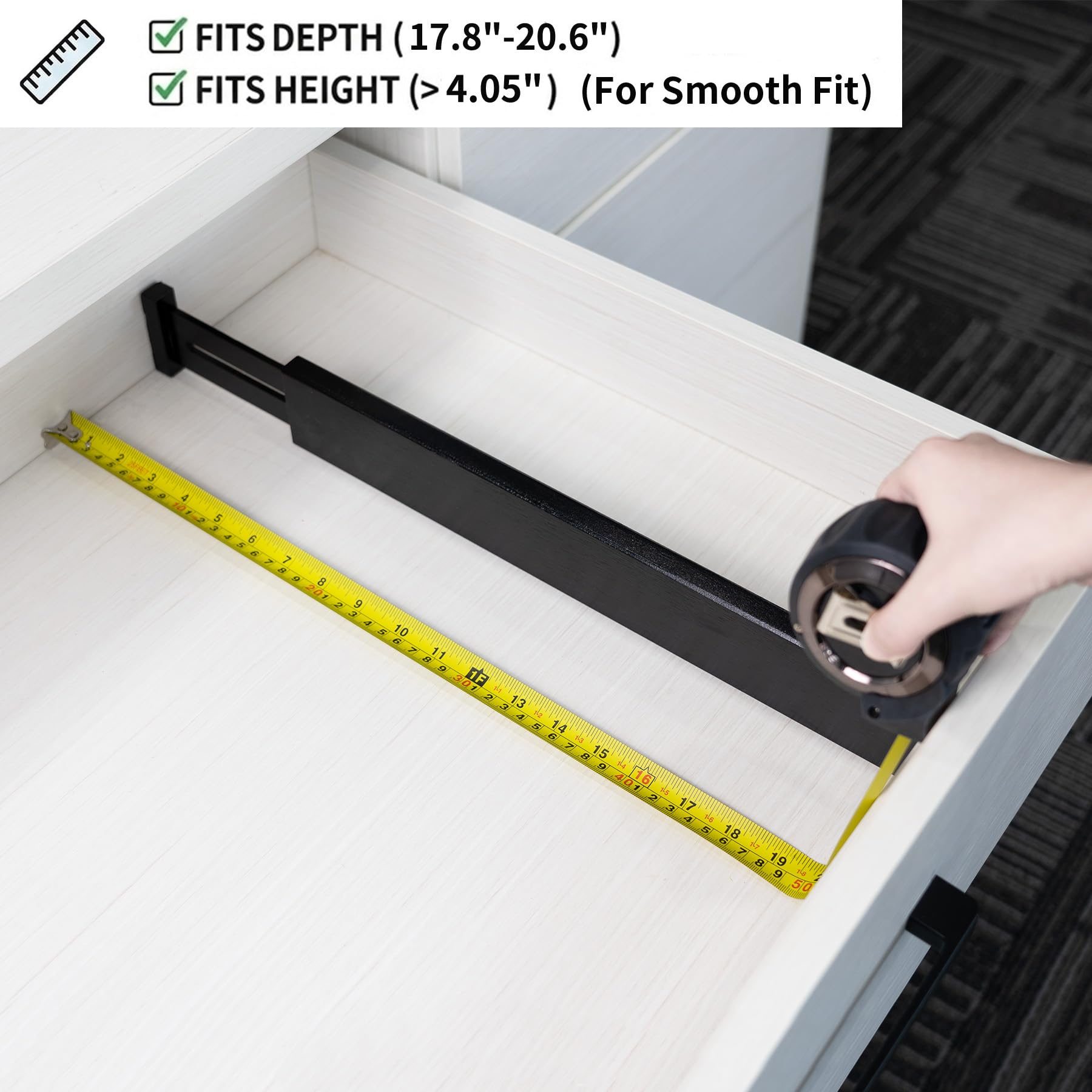 Utoplike 4 PCS Bambú divisor de cajón ajustable, de resorte, organizador de cajón grande para la cocina, sala de estar, dormitorio, oficina, Negro