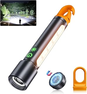 Torches LED Super Bright 900000 Lumen,Rechargeable Magnetic Powerful Lightweight Torch Battery Powered Flashlight with 9 Modes & COB Side Light,Zoomable,LED Torch for Camping、Dog Walking,Emergency
