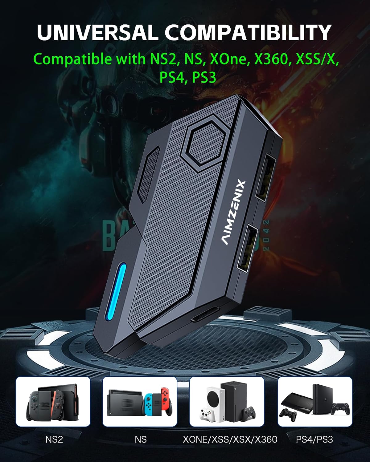 Keyboard and Mouse Adapter for Switch, Xbox, PlayStation | Console Converter Compatible with Xbox One, Xbox Series X/S, PS4, PS3 and NS, NS2 - Custom Key Mapping, Plug and Play, BLADER