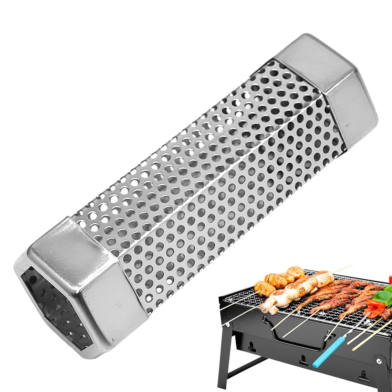 Pellet Grill Smoker Tube, akcesoria ze stali nierdzewnej, przeno? konstrukcja, wysoka wydajno?? Zaparzacz zapachowy do gotowania podwórku, do ci?cia zewn?trz i grillowania obozie, 6,18 x