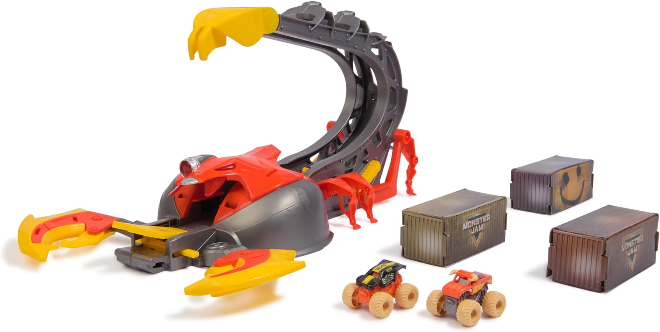 Monster Jam Mini El Toro Roco Venom Velocity Scorpion Playset 2 Diecast El Toro Roco and Max-D Monster Truck Kids Toy Ages 3+