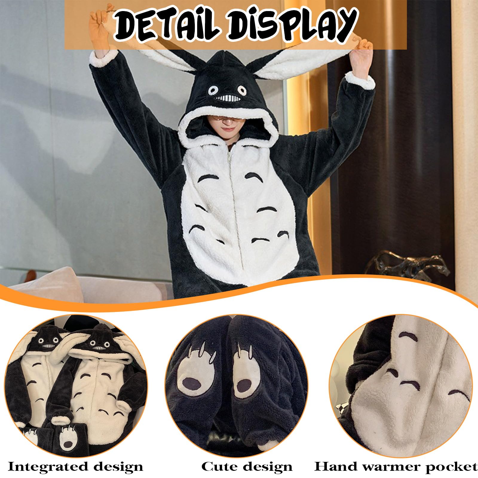 Combinaison Adulte, Costume d'animal, Unisexe, en Peluche, Pyjama Cosplay d'halloween, Vêtements De Nuit Une Pièce pour Fête