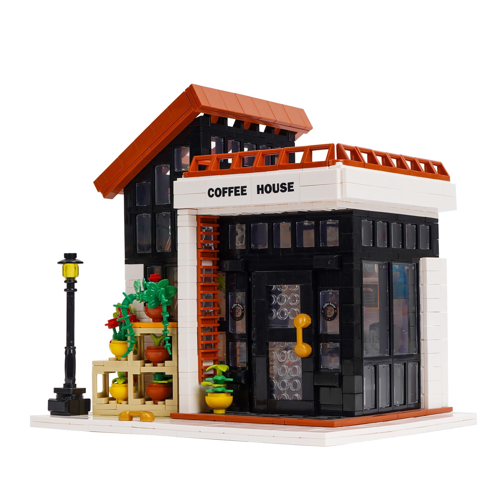 Caffè Casa Set di Costruzione, 1512PCS Caffè della Città Modello di Costruzione Decorazione per la Casa Giocattolo di Architettura Casa Vista Stradale Creativa(Caffetteria)