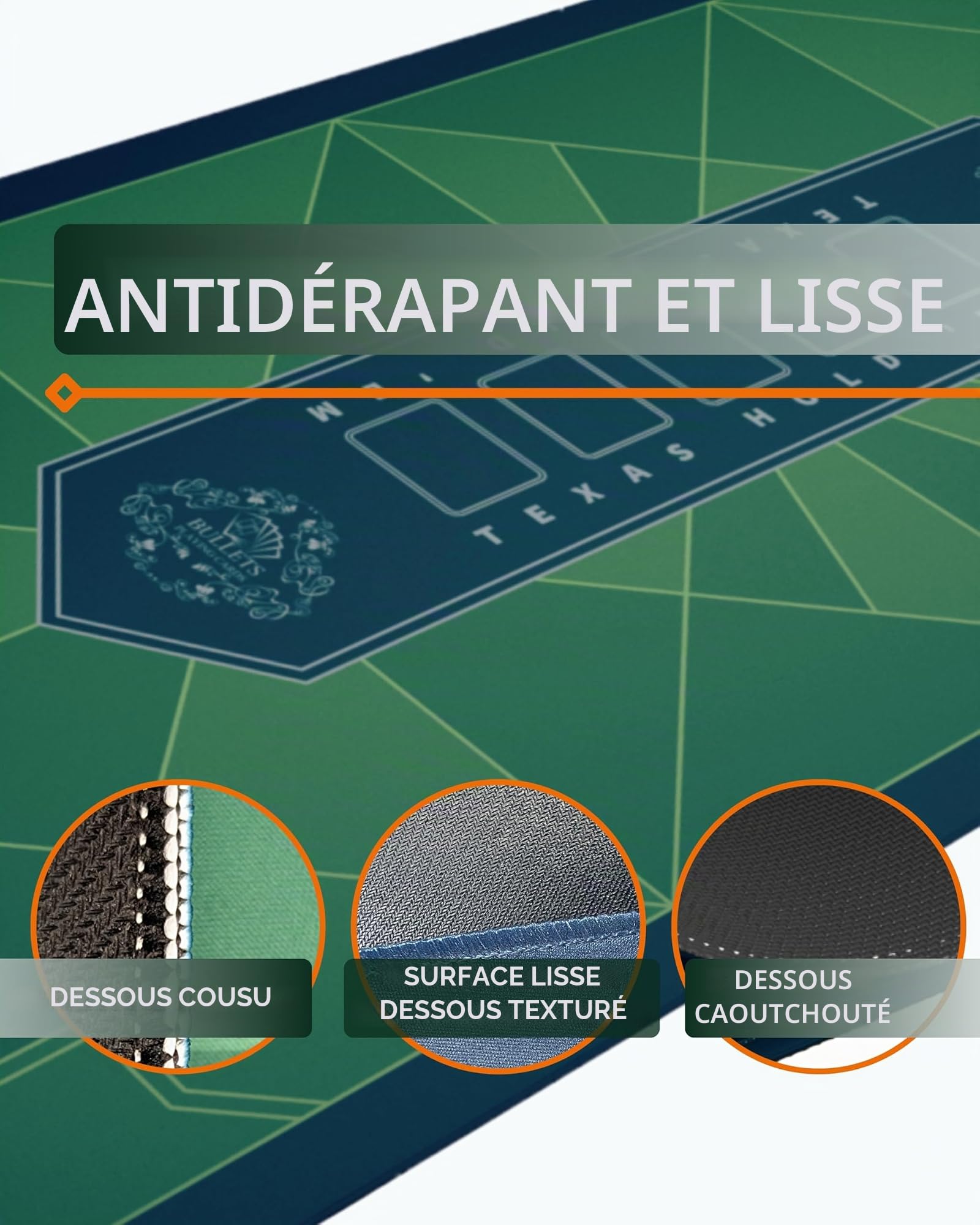 Bullets Playing Cards | Tapis de Poker Bordeaux Paulie Design 100×60 cm | Surface Lisse Antidérapante, Qualité Casino, Lavable & Hydrofuge
