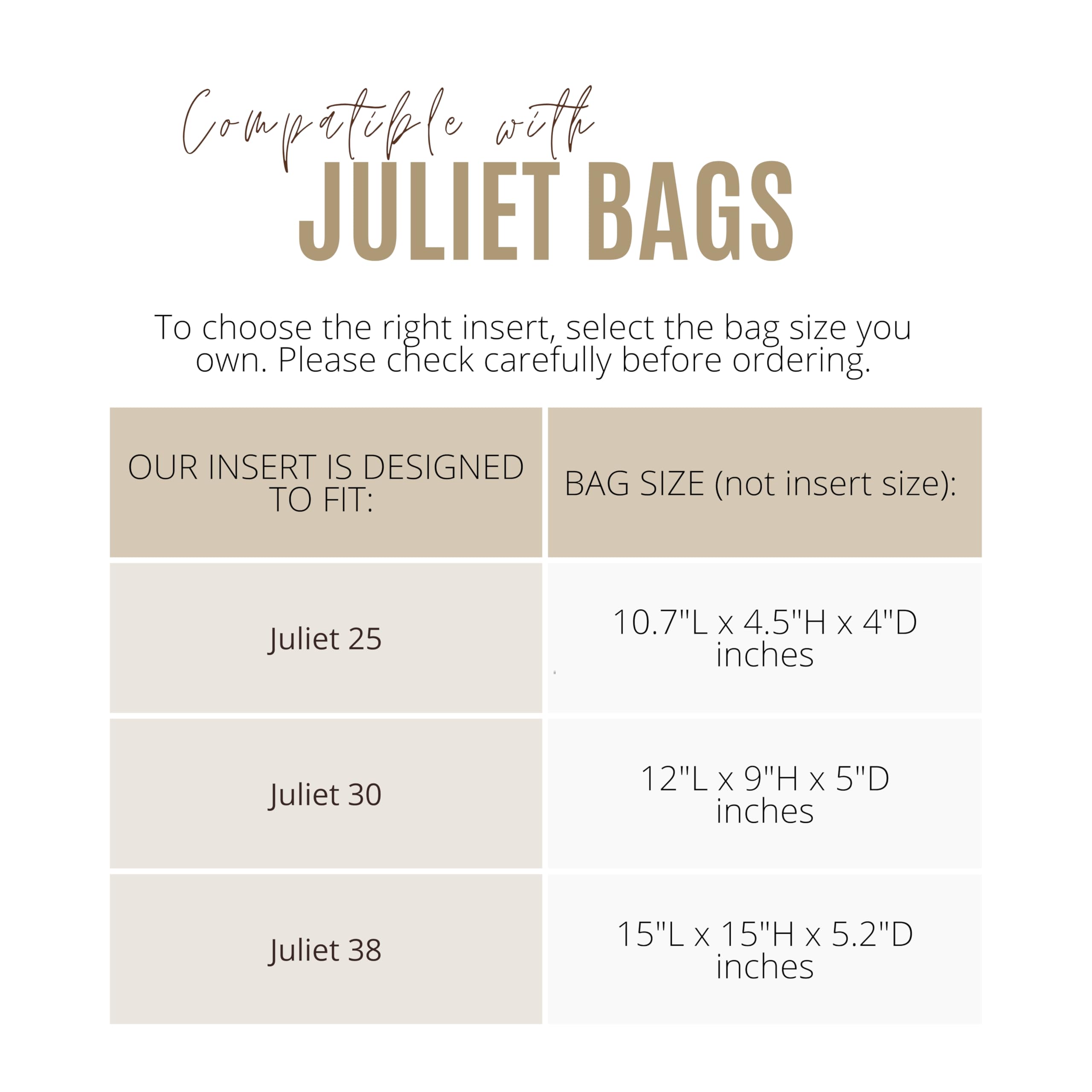 Divitize Premium Taschenorganizer kompatibel mit Coach Juliet Borsa - Handgefertigter Filz, Vollverkleidung, Verstärkter Boden, Maßgefertigtes Design, 24+ Farben (Lightcoffee, for Juliet 25)