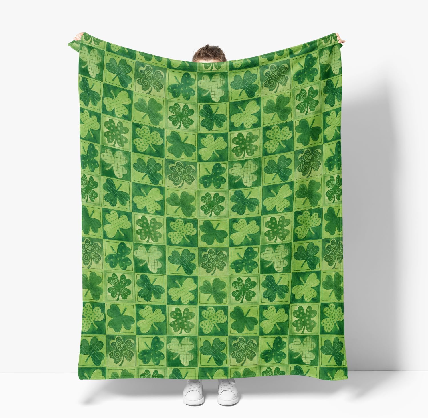 Horaldaily St. Patrick's Day Flannel Blanket Throw, Green Shamrock Buffalo Plaid Soft Fuzzy Plush Cozy Fleece Blankets for Couch Sofa Bed Lounging, Ideal Gifts for Kids Adults Self, 50x60 - Image 6