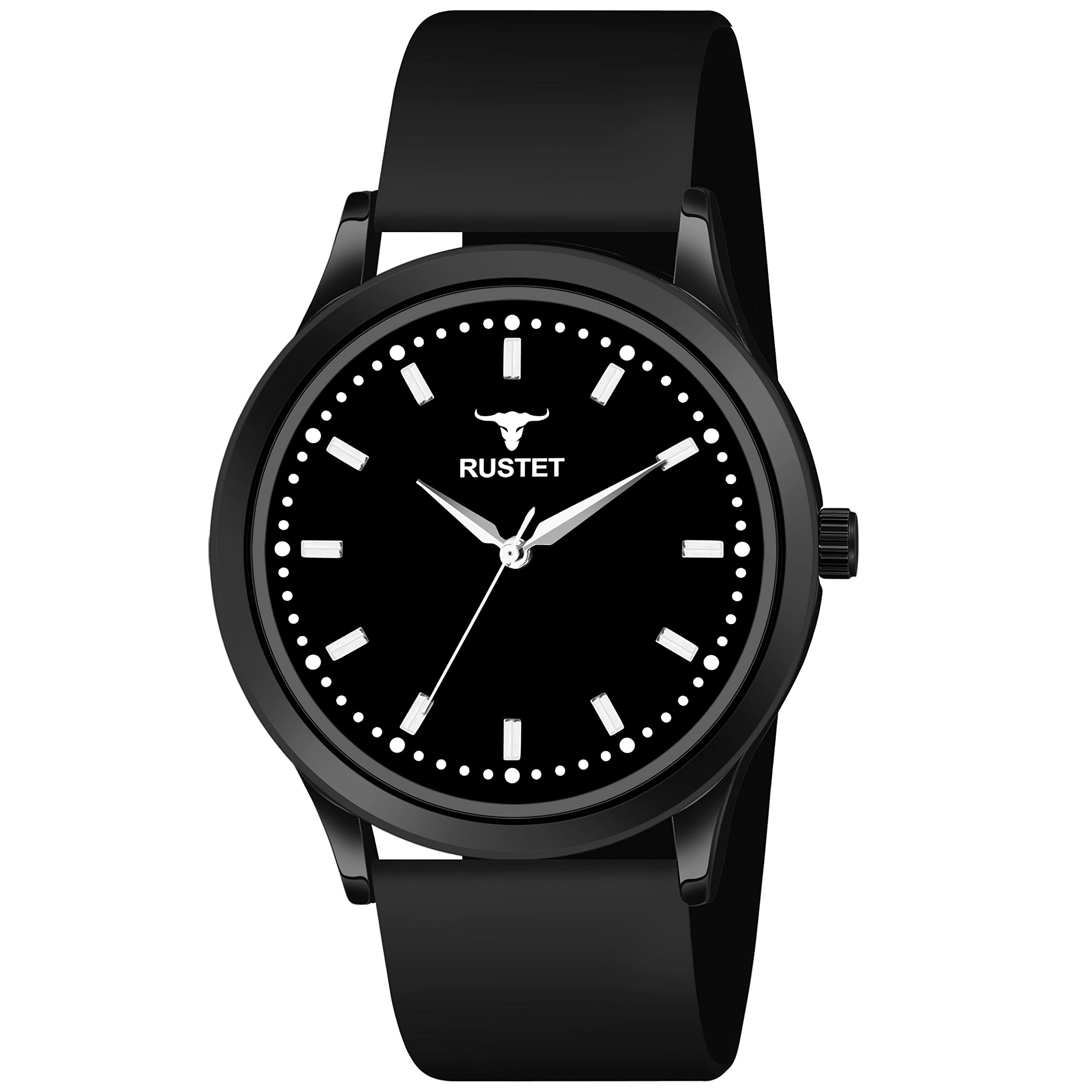 RUSTET Analogue Mens Black Silicone Strap Watch (Black Round Dial Black Strap,LD62-BK) (B0C1GMP552) Amazon Price History, Amazon Price Tracker
