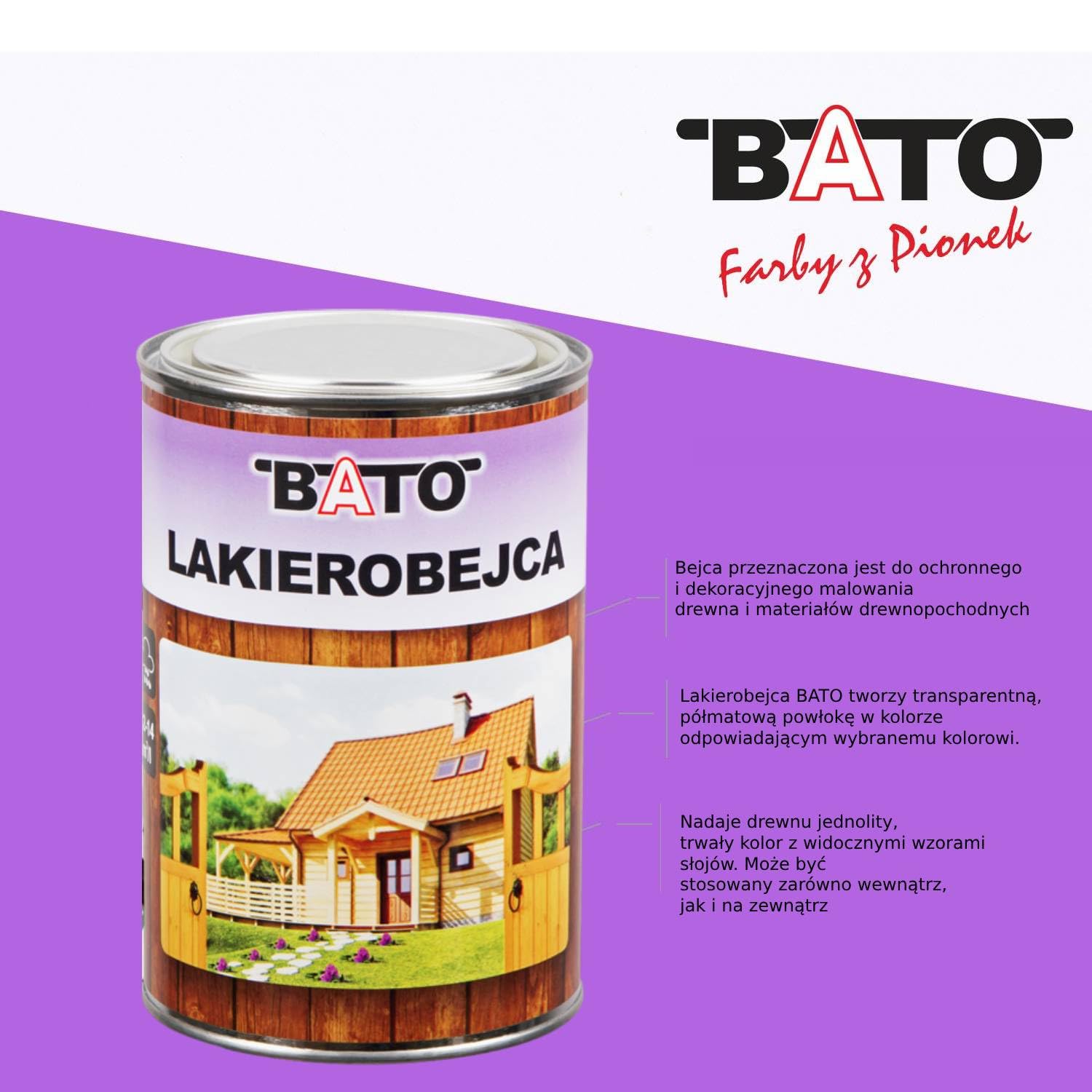 TK BATO Lakierobejca do Drewna, Sosna, Półmatowa, 5L, Ochronno-Dekoracyjna, UV Odporna, Transparentna