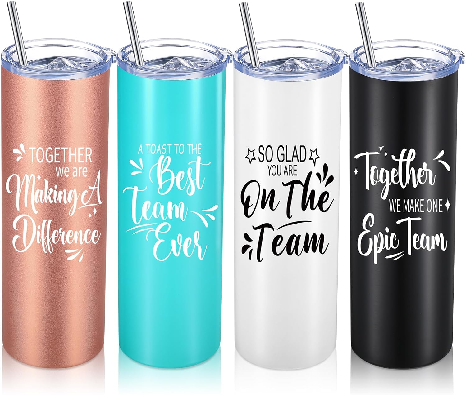 Sieral Employee Appreciation Gift Bulk Office Valentines Thank You Staff Gift 20 oz Stainless Steel Tumbler with Lid Inspirational Team Mug for Valentines Coworker Gifts(Motivational,4 Pcs)