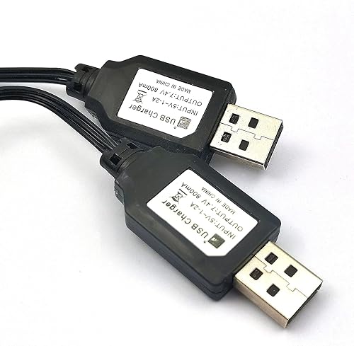 Miniatura 5 de DEVMO Cable cargador USB de 2 piezas 1A con conector XH-3P compatible con Hosim Q903 Q905 Axial SCX10 2S 7.4V LiPo Batería RC Car Rock Crawler FPV