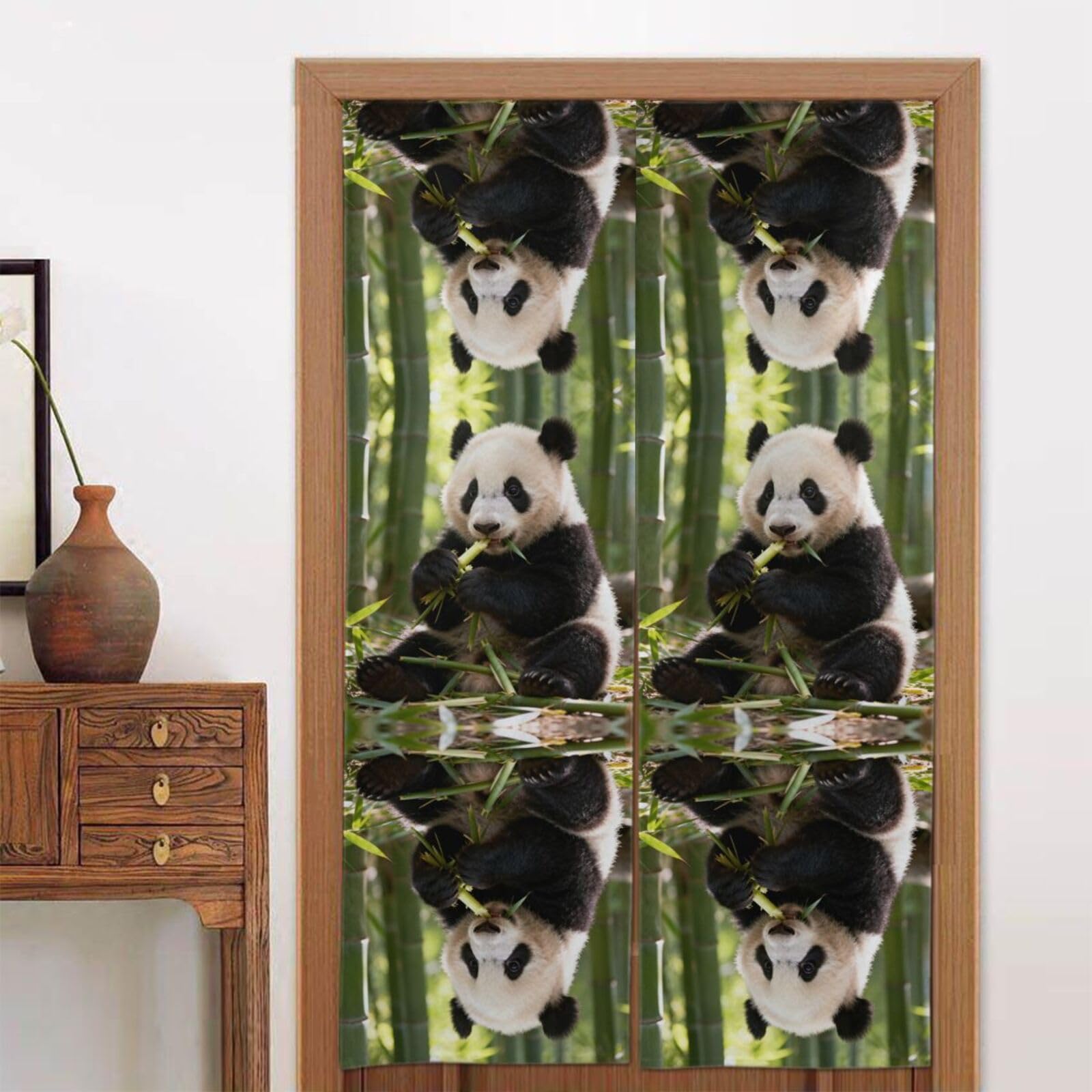 CNTDBU Cute panda Door Curtain 34x56 Inch-Room Divider Panel for Privacy, Entryway Screen for Kitchen Bedroom