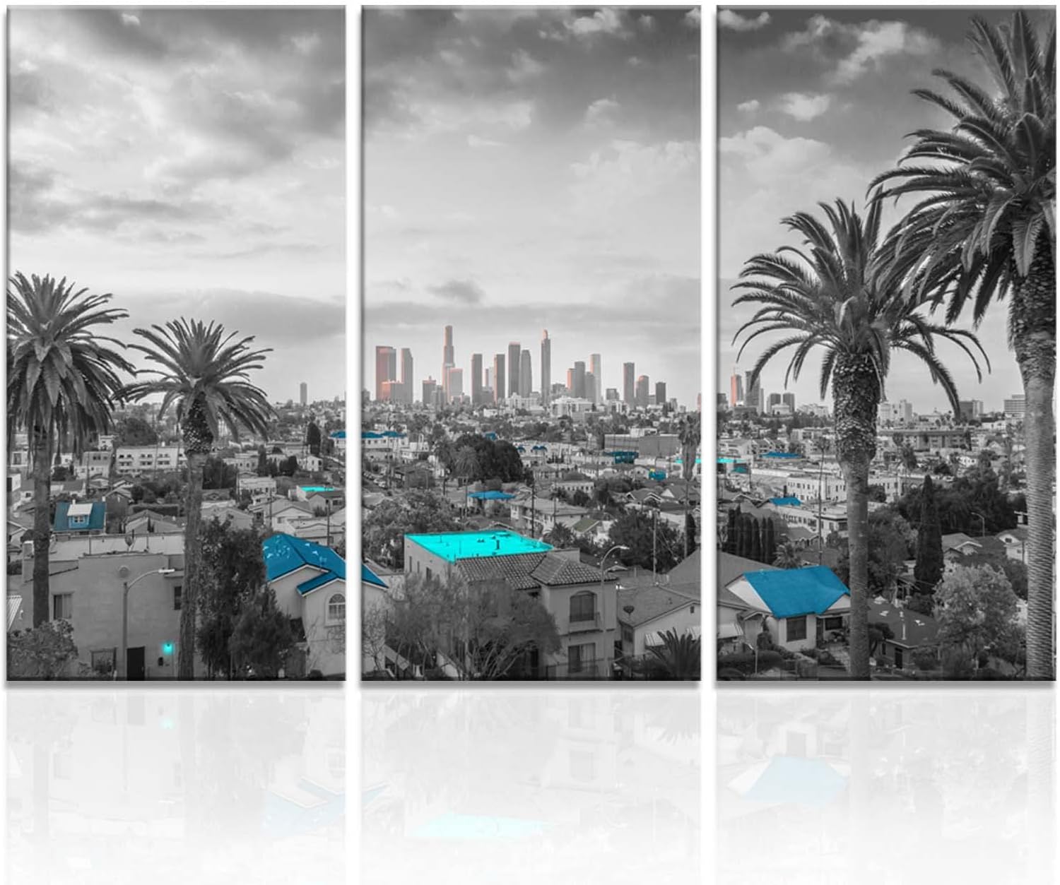 Los Angeles Skyline Canvas Wall Art Framed Art California