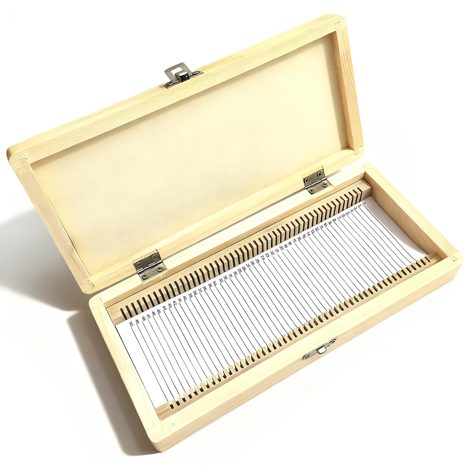 Xhnkeg Wood Slide Storage Box, 23×10.6×3.5Cm Microscope Slide Box Holding Storage Case En Case Hold 50 Slides Microslide Holderset For Biology Students Laboratory