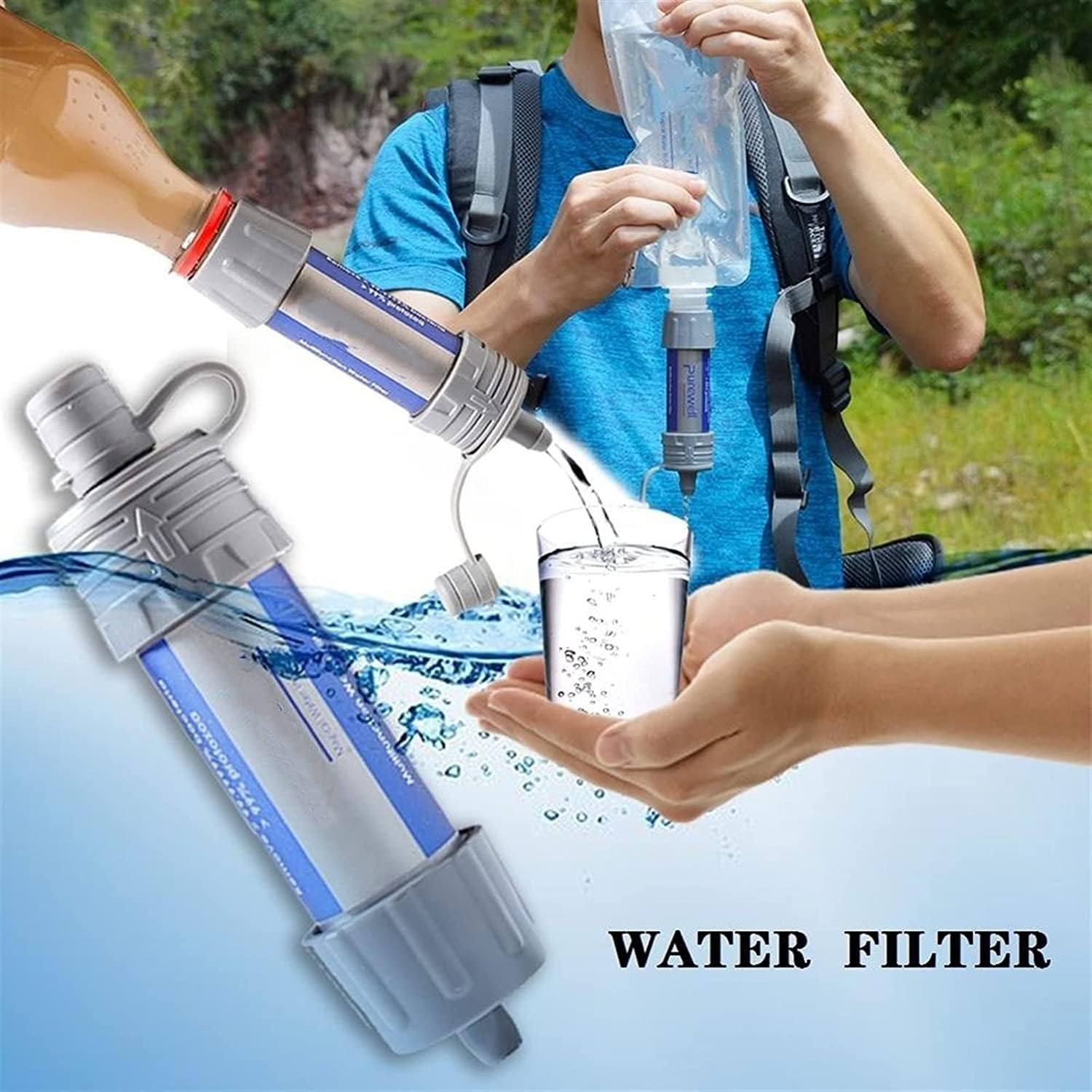Portable Filter Water Purifier,Use UF Filter Membrane Outdoor Water Filter,ABS Material & Portable Filter Straws (Color : D)