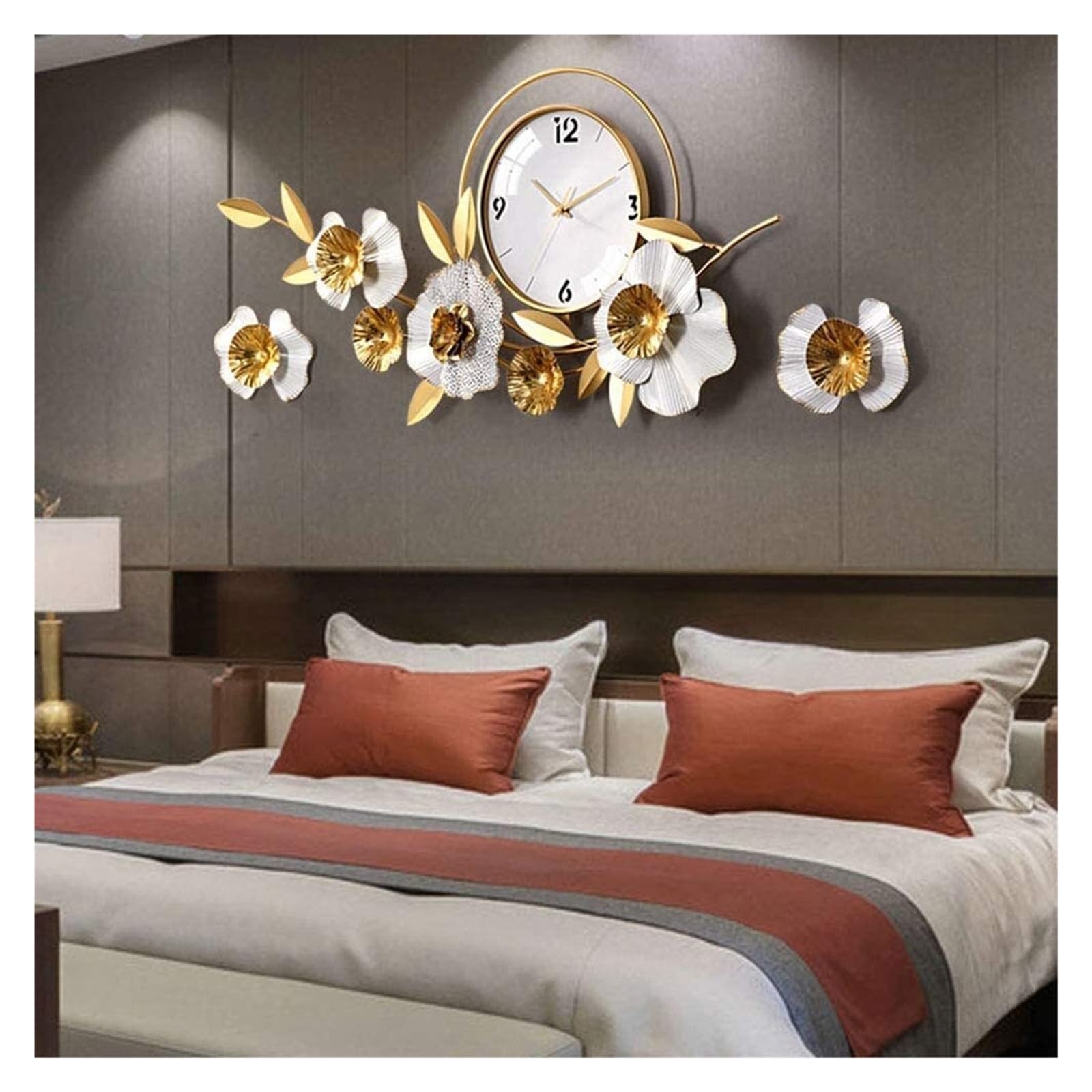 DHAEY Wall Clocks Wall Clock Sparkling Bling Metallic Silver