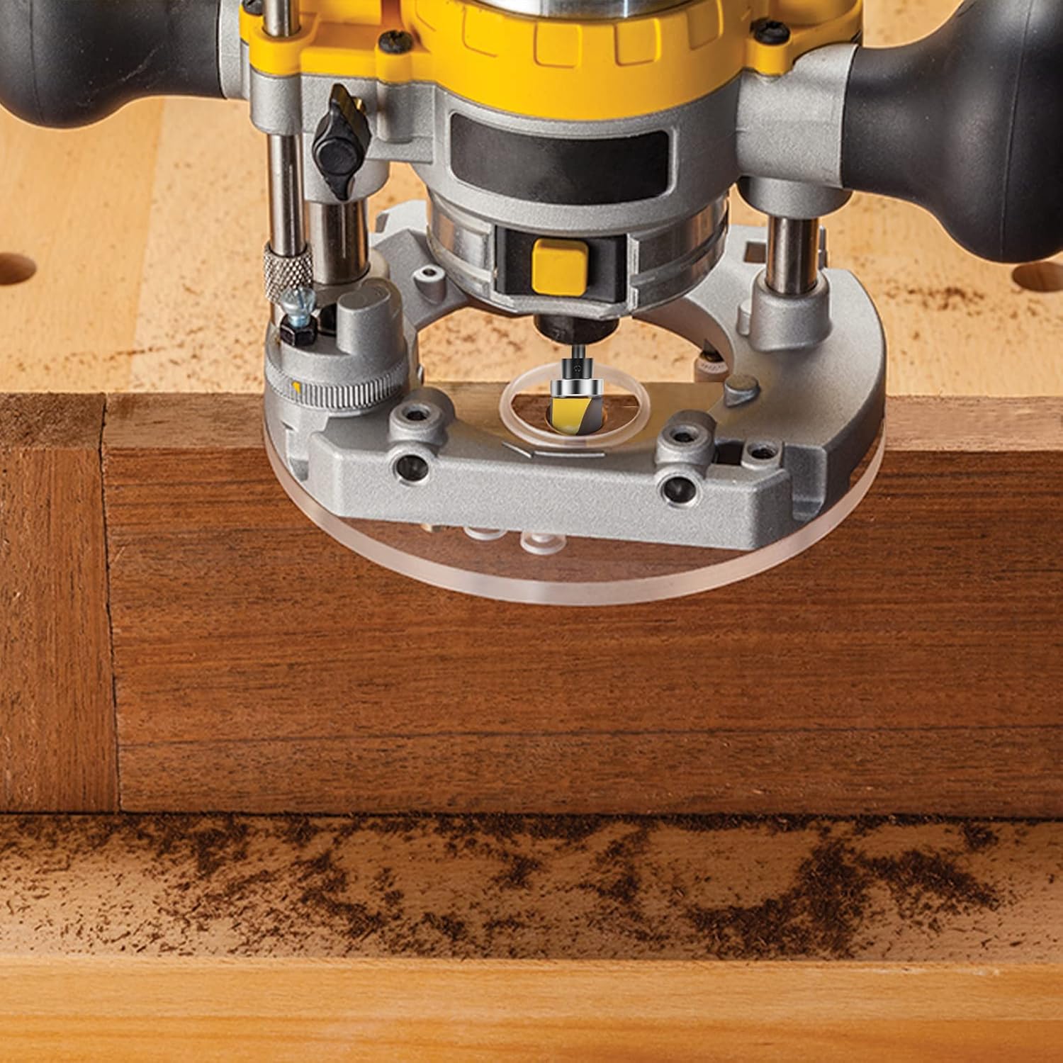 MNA 3Pcs Bowl and Tray Template Router Bit Set, Dish Carving Router Bits,1/4 Inch Shank Carbide Juice Groove Round Nose Router Bit with Bearing 1/2",3/4",1-1/8" Dish Carving Router Bits Wood Cutter
