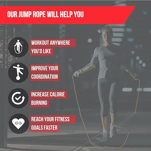 Miniatura 2 de Lift Tech Fitness PRO - Cuerda de saltar para mujeres y hombres, cuerda de saltar ajustable para el hogar, gimnasio y aire libre, cómoda cuerda de