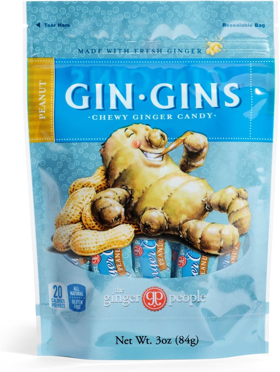 GIN GINS Original Ginger Chews by The Ginger People Individually Wrapped Healthy