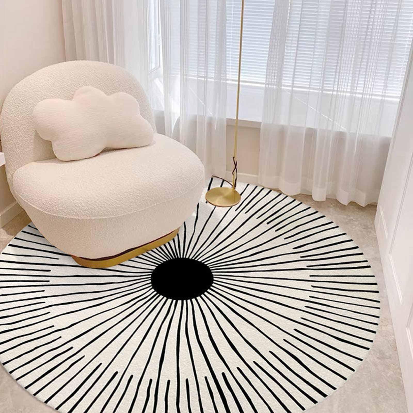 Iuuuddd Black/Beige Bedroom Circle Rugs Modern Minimalist 80Cm 100Cm 120Cm 140Cm 160Cm 180Cm 200Cm Rugs For Living Room Urban Outfitters Bedroom Rug Fluffy Carpet Rug