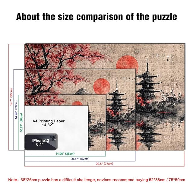 Foto 7 de 8 de Rompecabezas para Adolescentes 1000 Piezas Paisaje de Pagoda Japonesa Difícil y desafío Decoración de Pared…