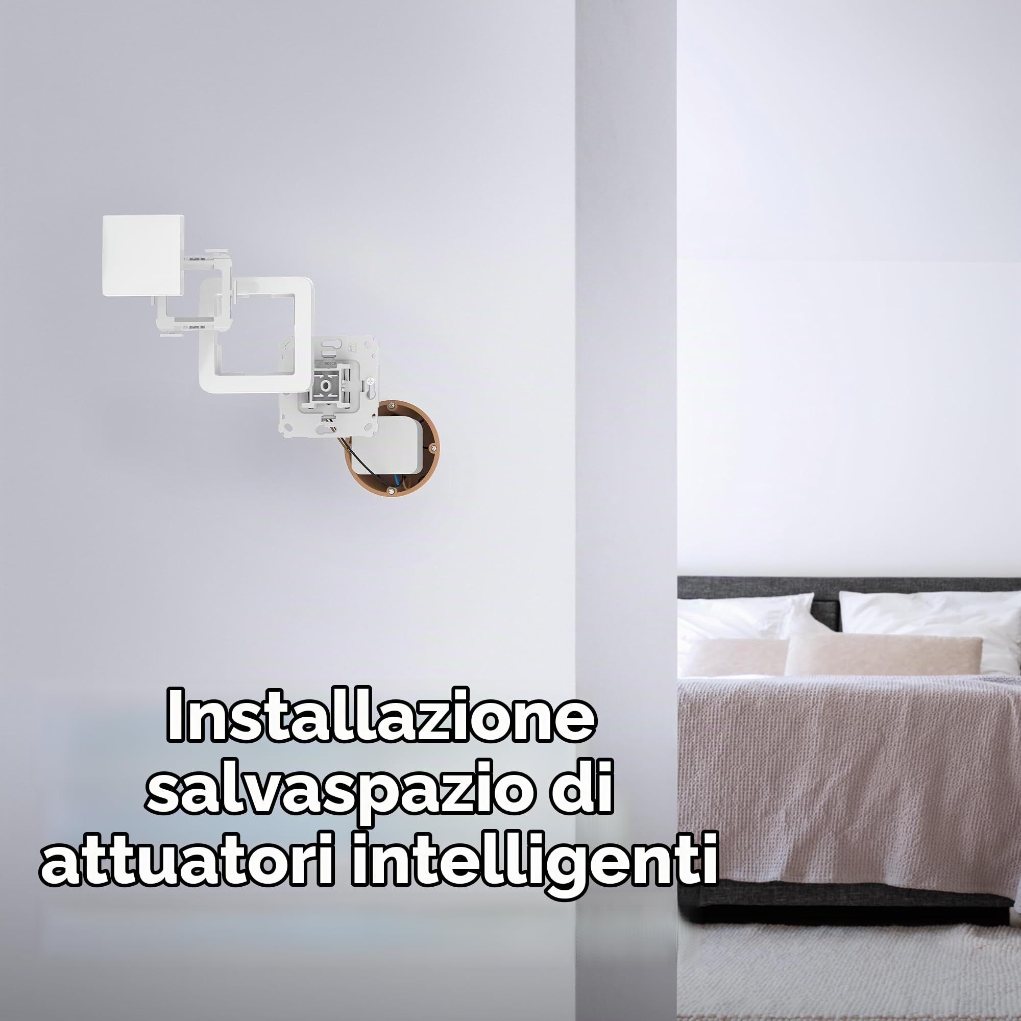 Bosch Smart Home Interruttore a parete per attuatori smart, integrazione salvaspazio nelle scatole a parete, per controllo luci/tapparelle II, relè o dimmer, confezione da 4