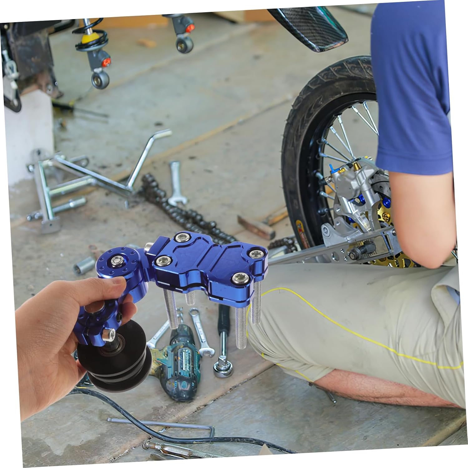 Motorcycle Chain Adjuster Tensioner Kit Easy to Install Stylish Aluminum Alloy Design