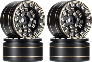 1.0 Beadlock Wheels Rim 7mm Hex Hub SCX24 Brass Wheel Weights for 1/24 RC Crawler Axial SCX24 TRX4M Upgrades 4Pcs