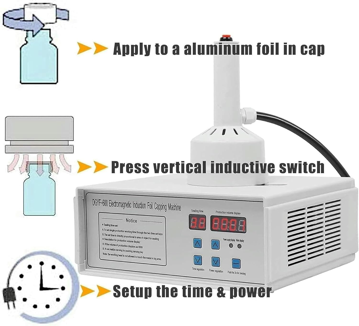 Electromagnetic Induction Sealing Machine, 20-85mm Handheld Heat Sealer Machine Cap Aluminum Foil Sealing Machine Pharmaceutical Capping Machine