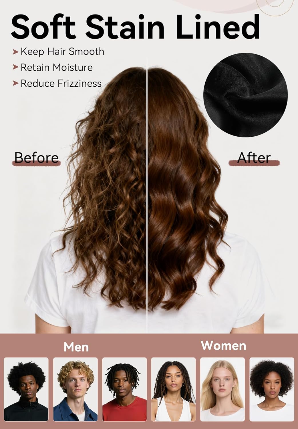 Zando Satin Lined Beanie for Women Men Teen - Slouchy Warm Winter Hat with Hair Protection Sleep Cancer Knit Skull Cap - Image 2