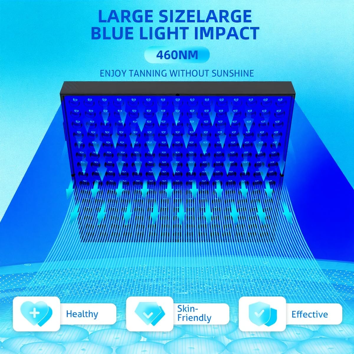 460nm Solarium Für Zuhause, 45W Bräunungslampe mit 225 LEDs, Gesichtsbräunung Tageslicht Faltbares Seinstellbares Ständer Und Aufhängbare Haken für Gesicht und Körper(schwarz)