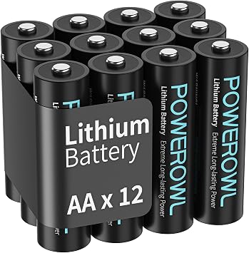 POWEROWL - Lithium AA Battery, 12 Pack Double A Lithium Batteries 1.5V 3400mAh Not Rechargeable