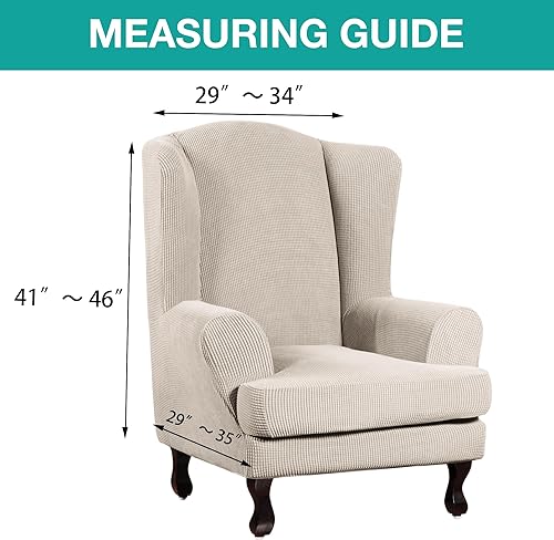 Vista 182 de Turquoize - Funda elástica para sofá de 2 piezas y 3 cojines, funda protectora lavable con elástico en la parte inferior, tela jacquard gruesa