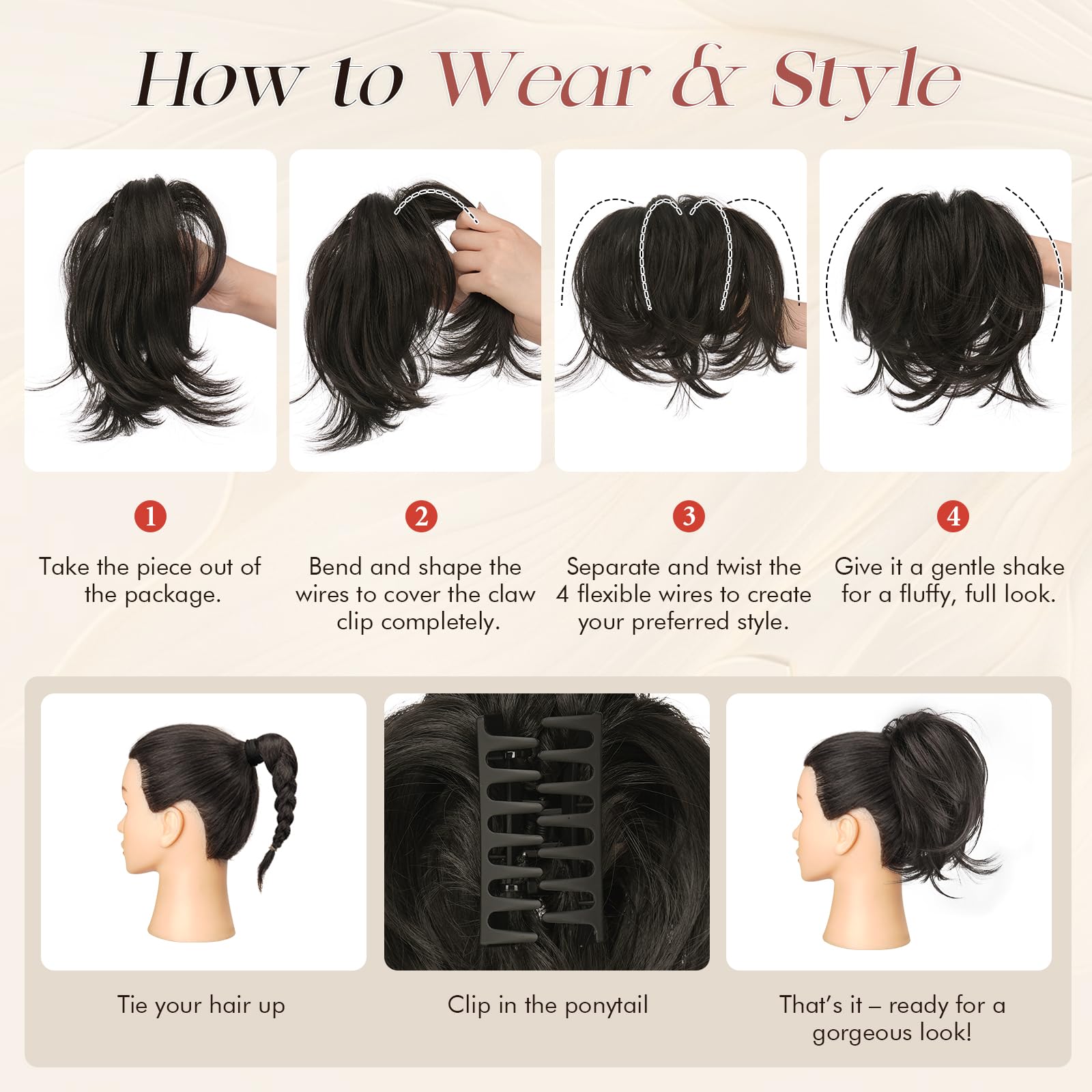 Amazon.com : SOFEIYAN Claw Clip Short Ponytail Extension DIY  display picture 1