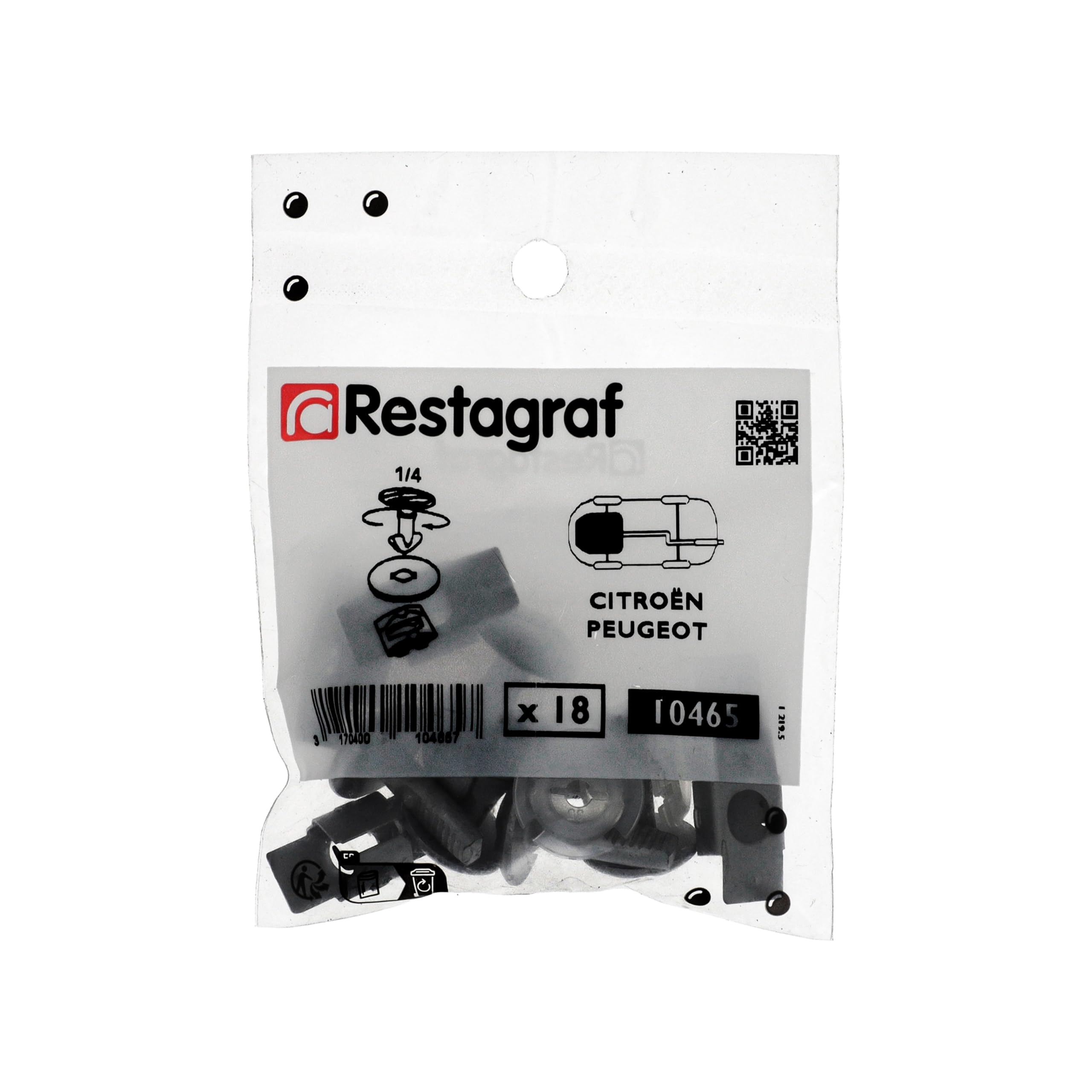 Agrafes Pour Garnissage Auto Peugeot/Citroën – Réf. Restagraf 9448 – Lot De 25 – Ø 6,5 Mm - 5