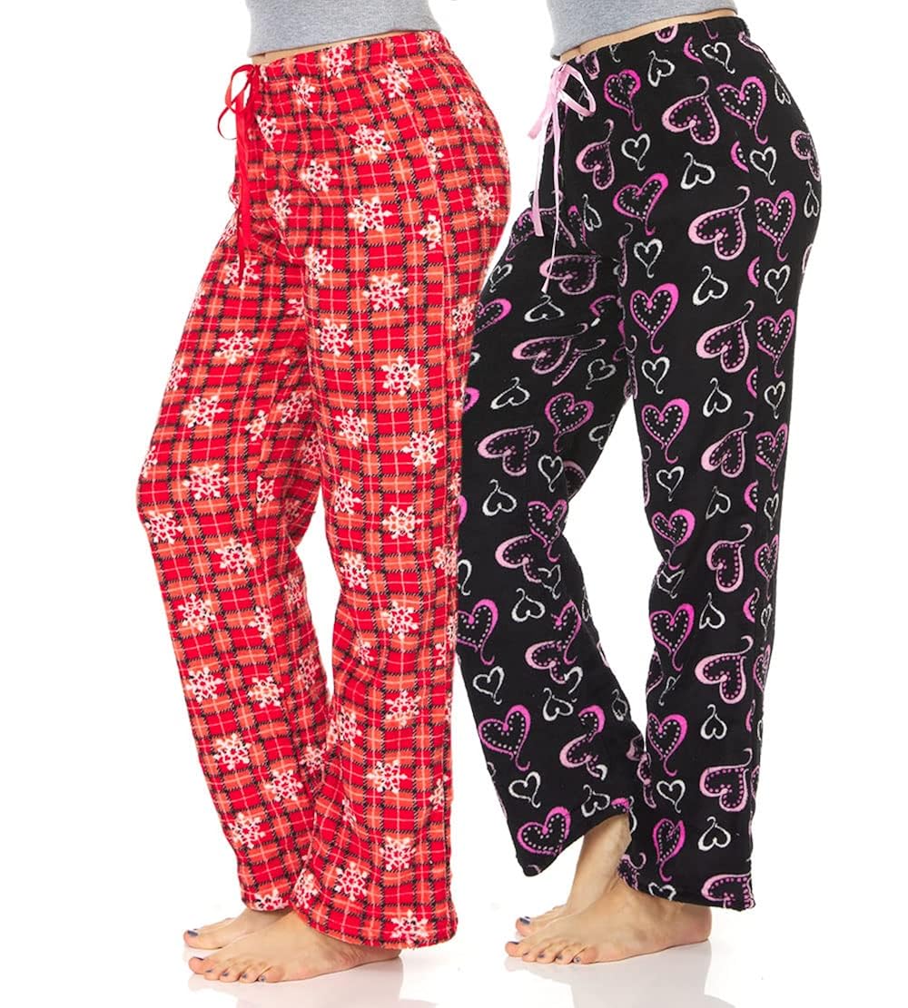 Buy 2 Pack Women’s UltraSoft Fleece Comfy Stretch Pajama Lounge Pants