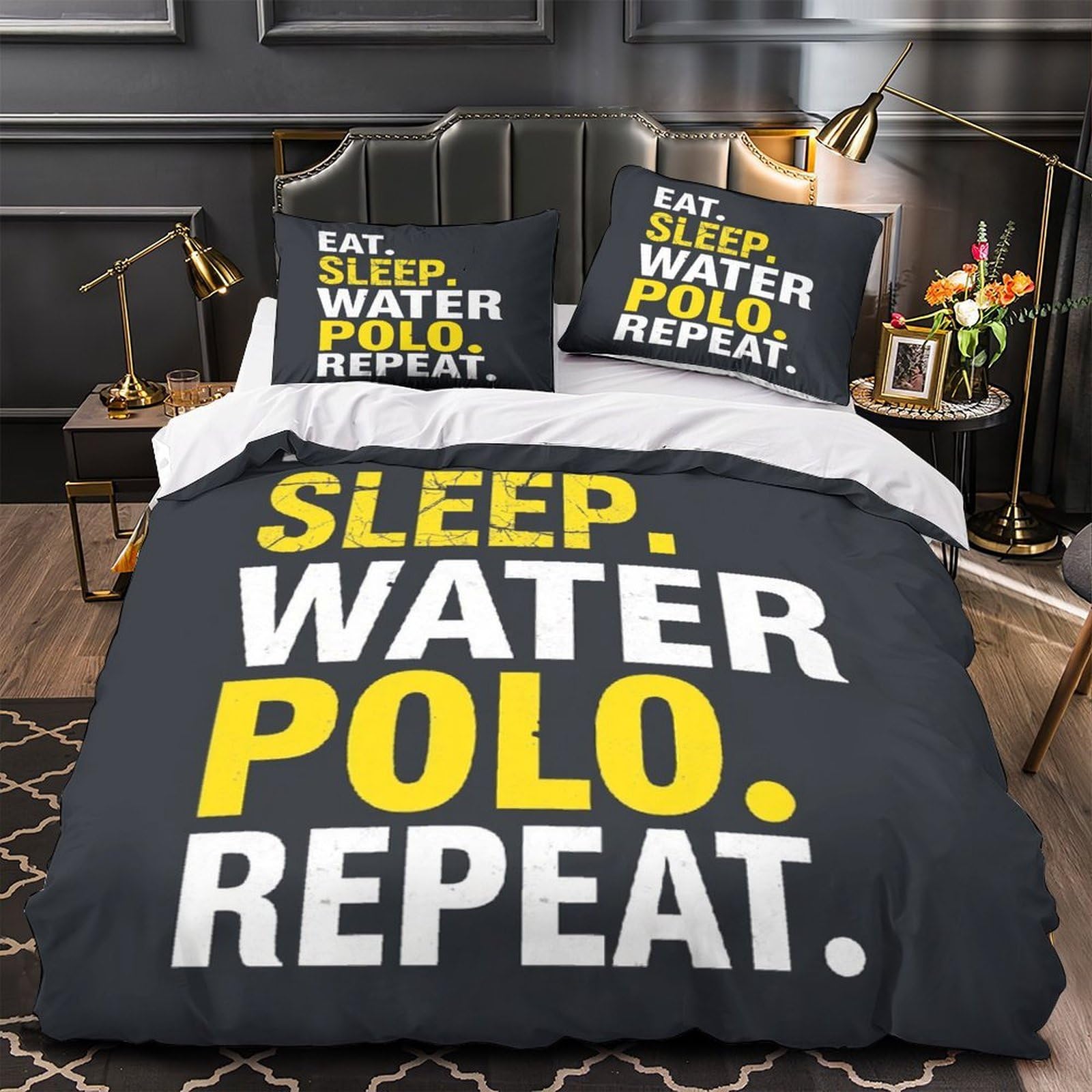 Attrezzatura per pallanuoto 3D Stampa Coperta Letto 3pz Microfibra Lavabile SportyLifestyleDesign Coperteletto 2 federe Resistente Arredo Camera Coppie King（220x240cm）